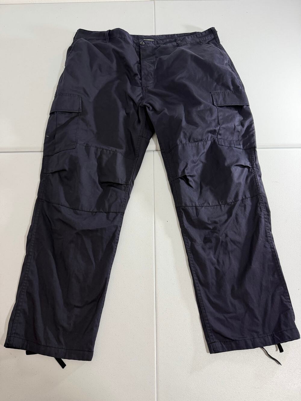 Tactical Cargo Pants Mens XXL Navy Blue BDU Style Adjustable Waist Ankle Tabs